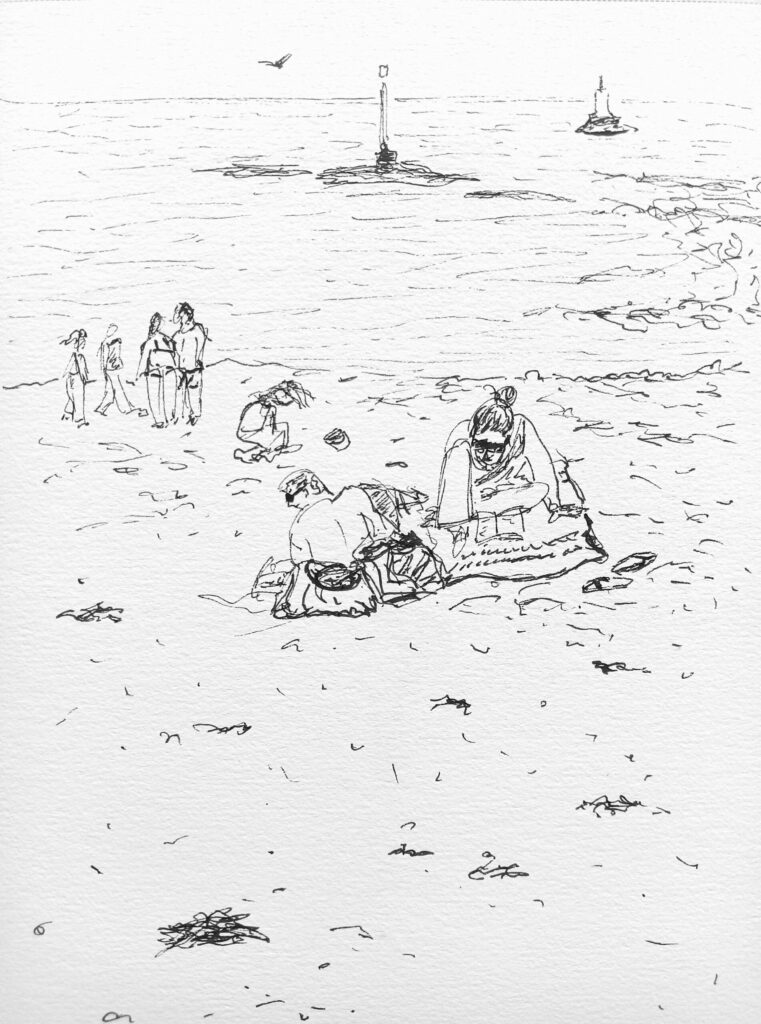 Croquis plage du Nau au Pouliguen