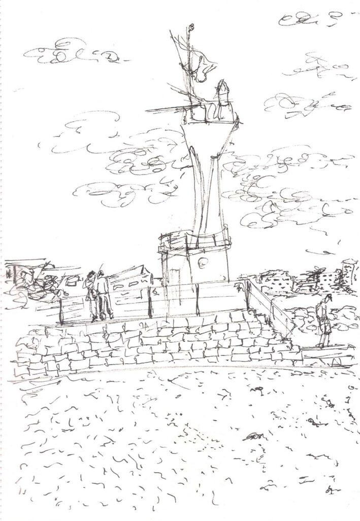 Croquis en bord de mer avec vue sur le phare du Pouliguen