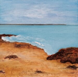 Peinture à l'huile de paysage côte sauvage en presqu'île de Guérande