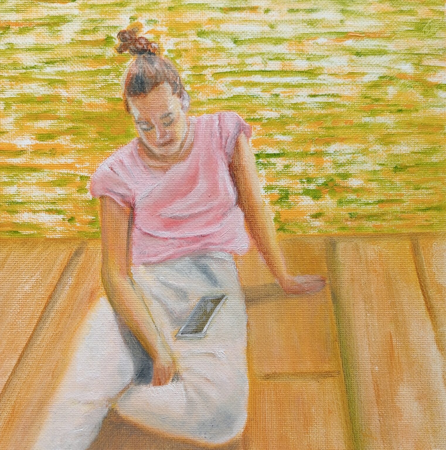 Portrait jeune femme à l'huile